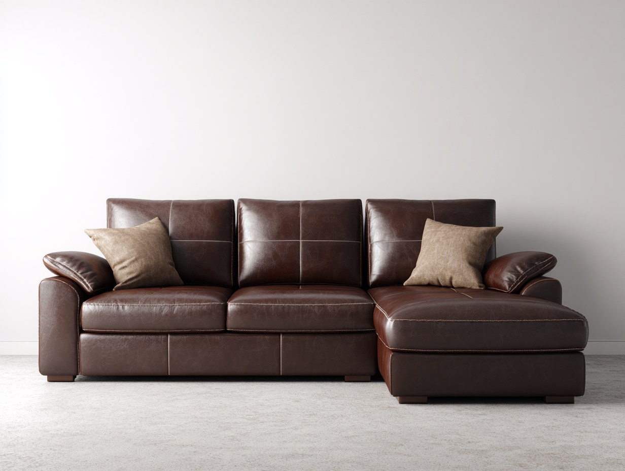 Ecksofa - Leder-Holz - 280x172x85 cm - Dunkelbraun - Modernes Wohnzimmer-Design-Loftuphub