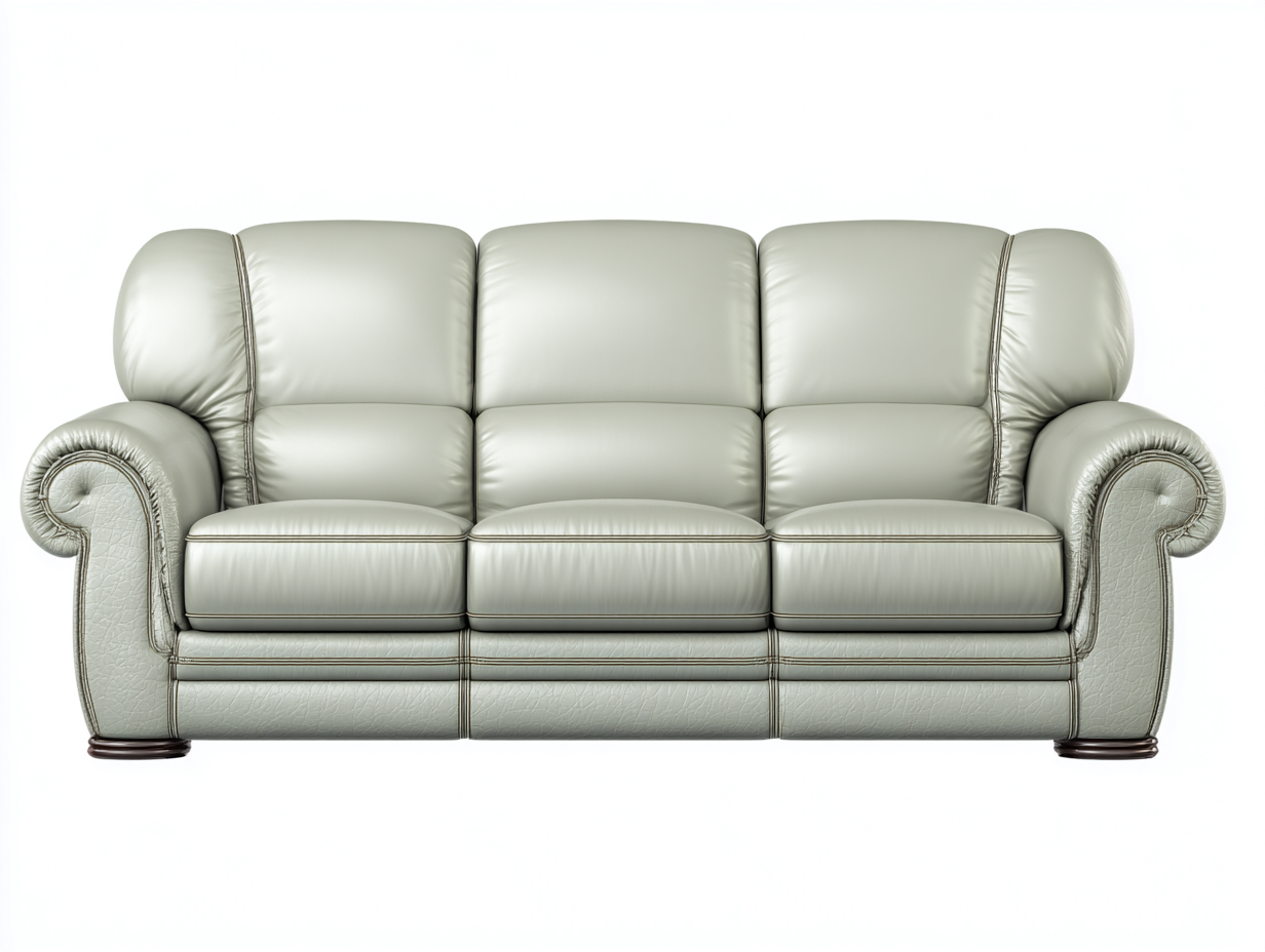 3 Sitzer Sofas - Leder-Holz - 222x95x90 cm - Hellgrau - Klassisches Design-Loftuphub