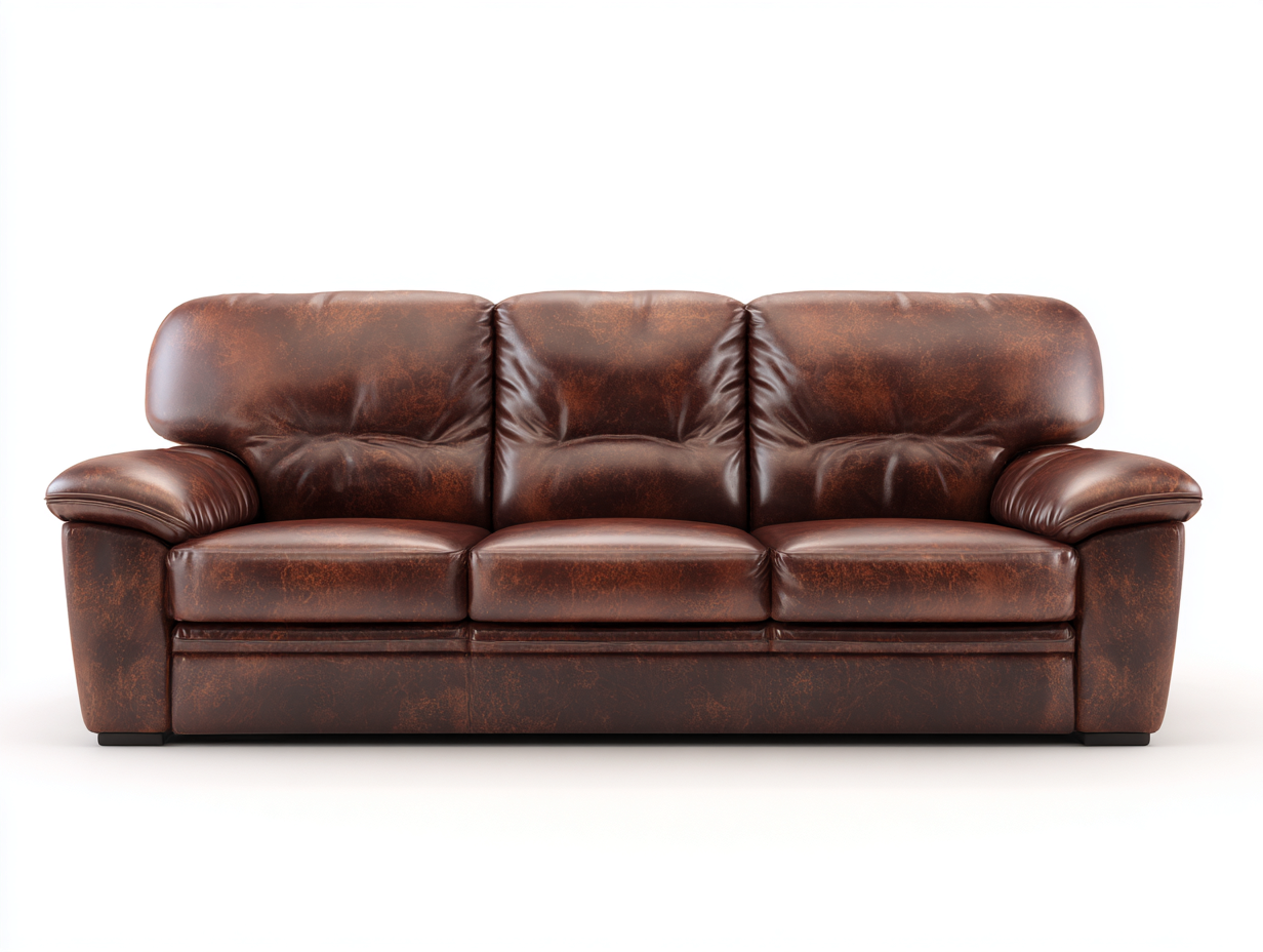 3 Sitzer Sofas - Leder-Holz - 220x96x88 cm - Braun - Komfort Design-Loftuphub