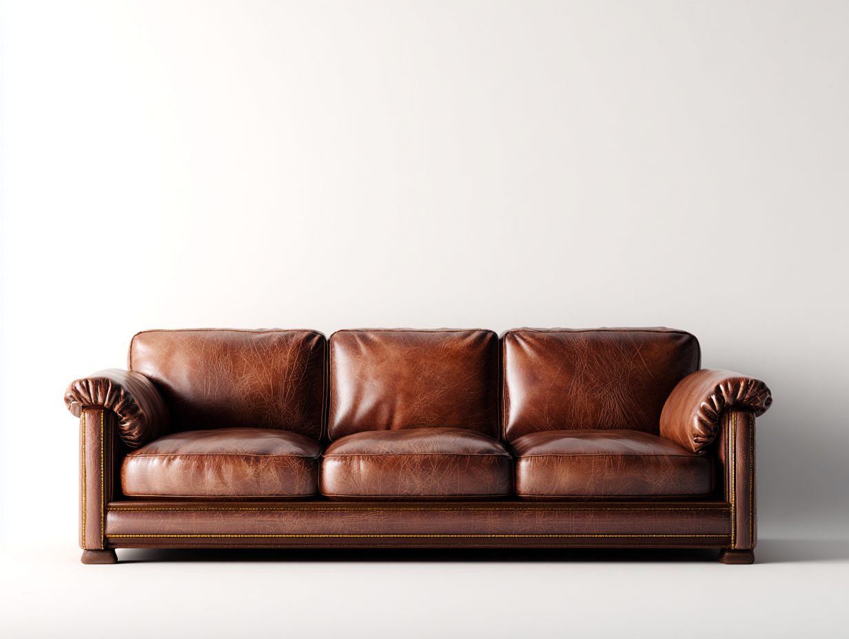 3 Sitzer Sofas - Leder-Holz - 228x93x79 cm - Braun - Retro Design-Loftuphub