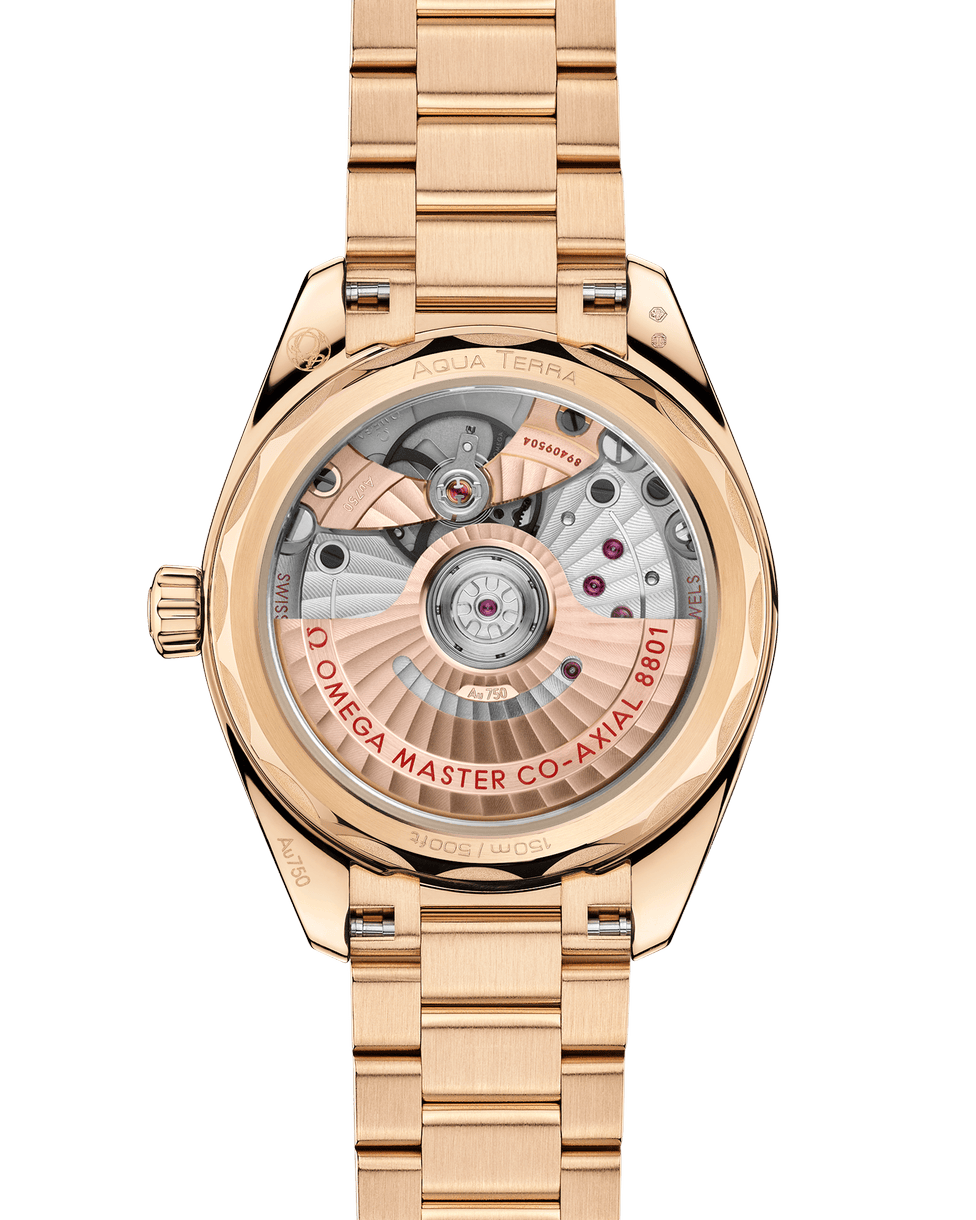 OMEGA Seamaster Aqua Terra Shades Hodinky 34 mm, Moonshine™ 18K zlatý puzdro s Moonshine™ 18K zlatým náramkom