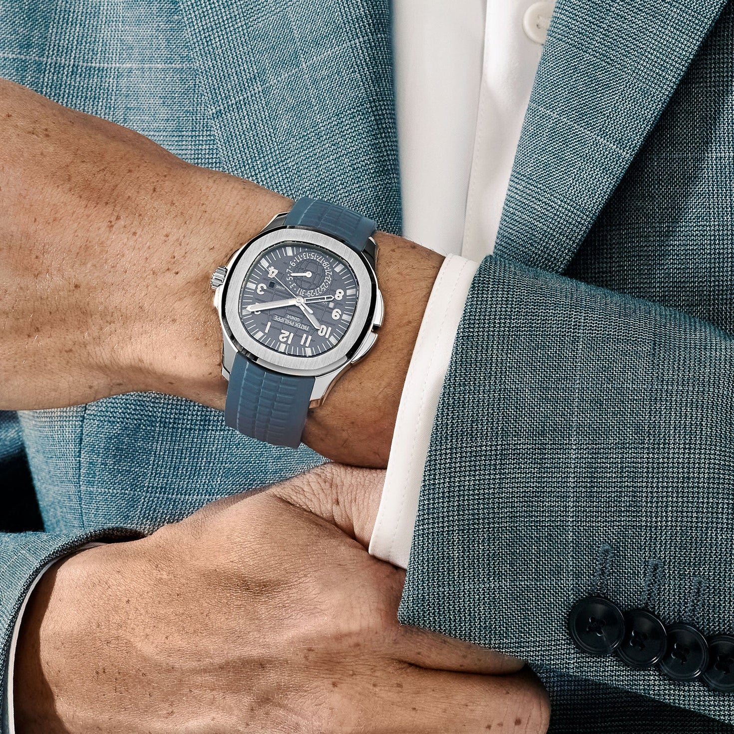 Patek Philippe Aquanaut 5164G-001 'Travel Time' Biele zlato Modro-šedý ciferník (2025)