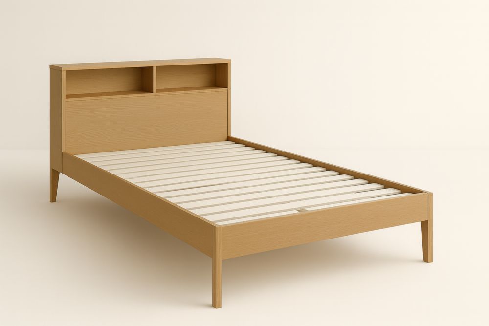 Letto Singolo in Legno con Libreria Integrata 90x200 cm Colore Rovere Chiaro