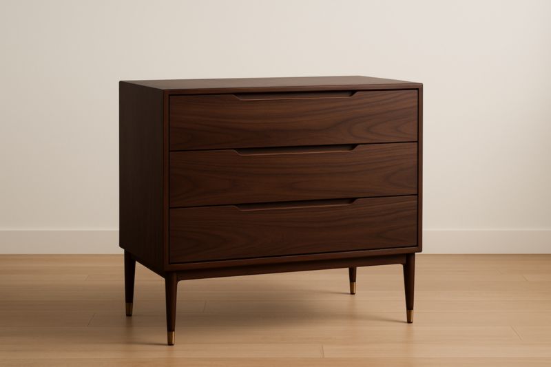 Cassettiera in legno massello di noce a 3 cassetti 80x75x40 cm