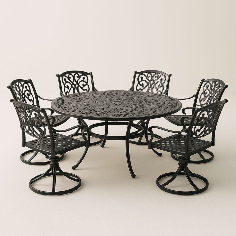 Set Tavolo Rotondo in Alluminio con 6 Sedie