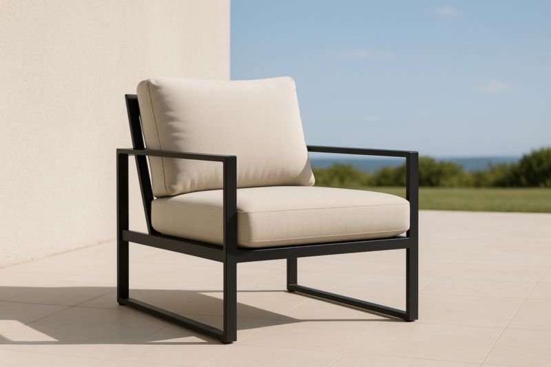 Poltrona da esterno in metallo con cuscini in tessuto poliestere colore Beige/Nero