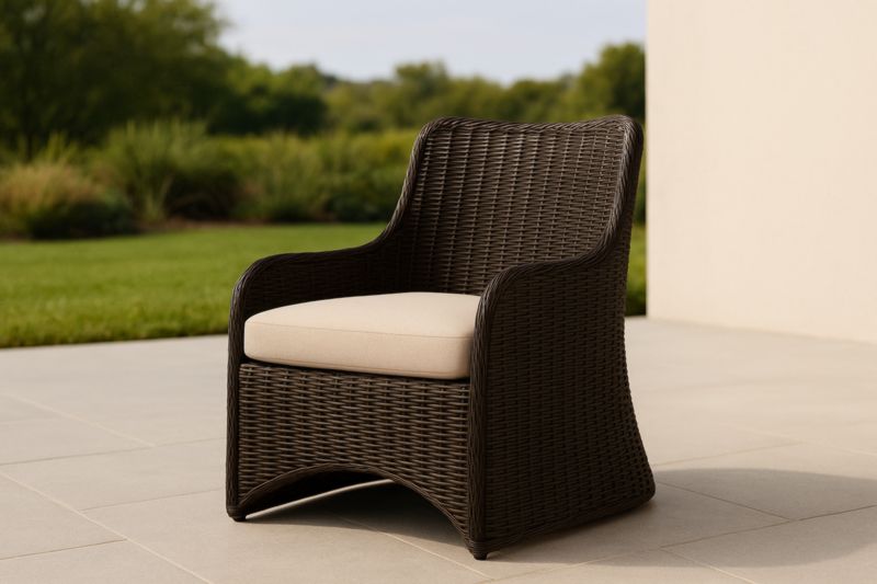 Sedia da Esterno in Rattan Sintetico con Cuscino Beige