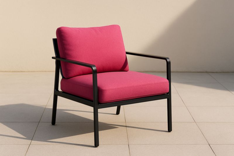 Poltrona da Esterno con Struttura in Alluminio e Cuscini in Tessuto Rosa