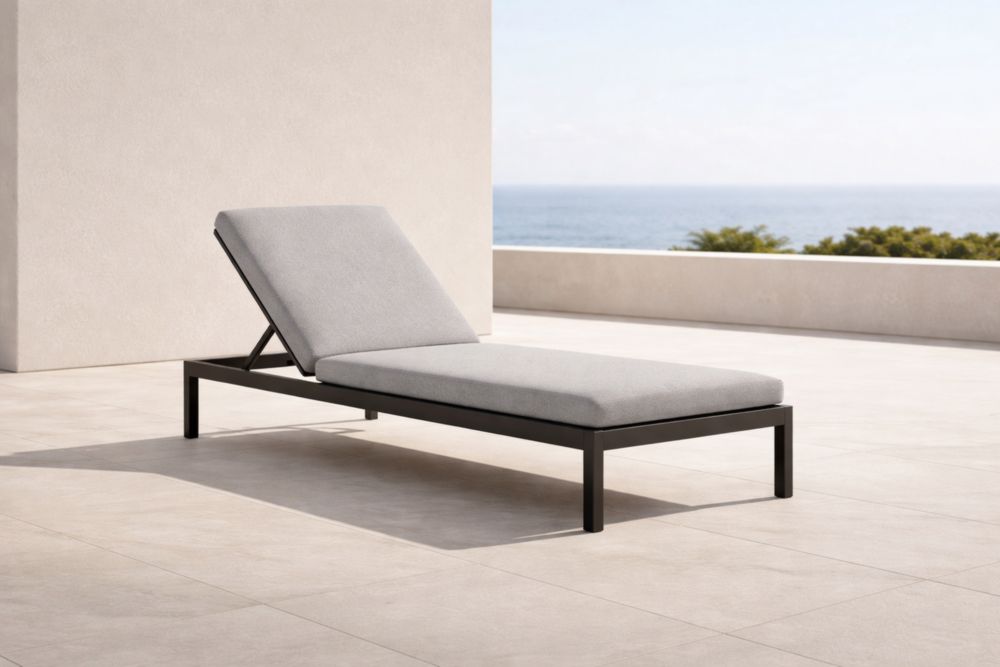Chaise longue extérieure ajustable cadre aluminium coussin polyester gris