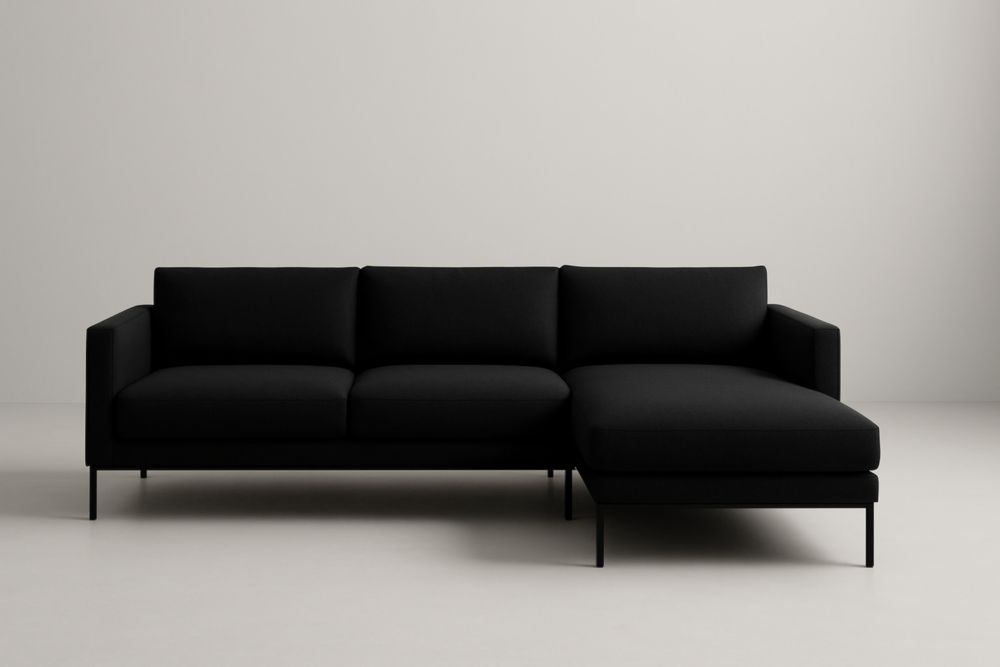 Canapé d'angle en tissu noir
