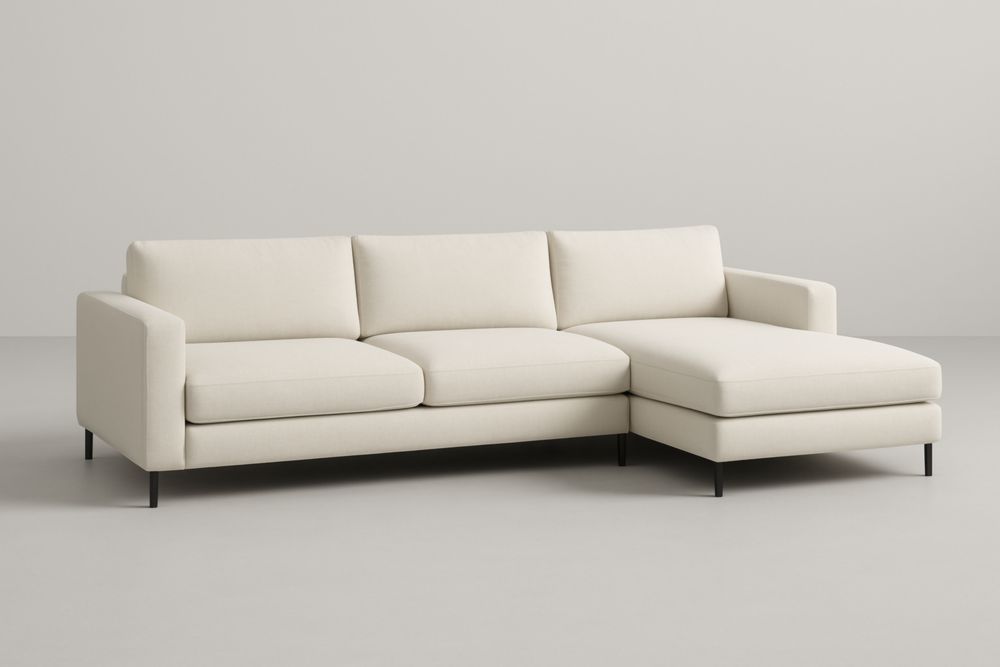 Canapé d'angle en tissu beige 3 places