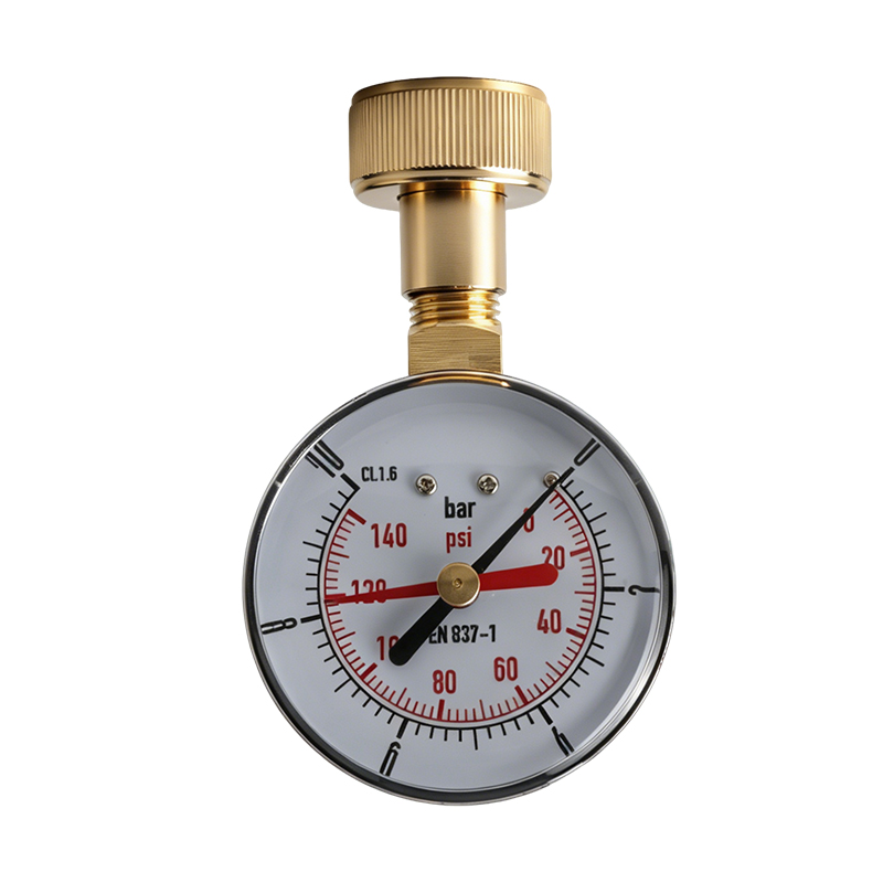 Water Pressure Test Gauge, 0-10 Bar (0-140 PSI), EN837-1, 1/2" Brass Thread Pressure Gauge for Household Pipe Pressure Testing