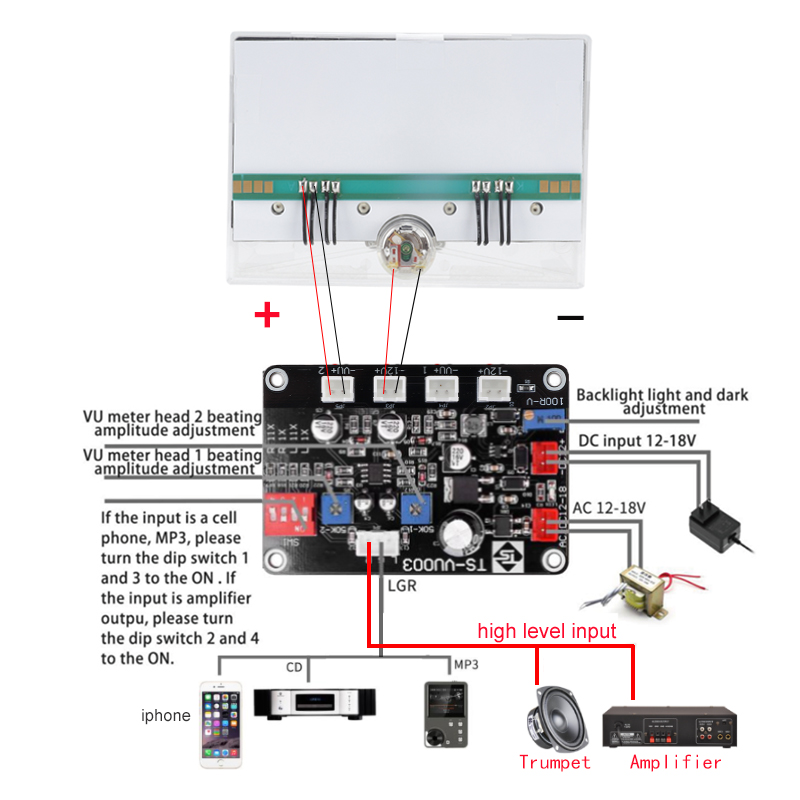 Vintage Analog VU Meter Audio Level dB Panel for Mixer Amplifier