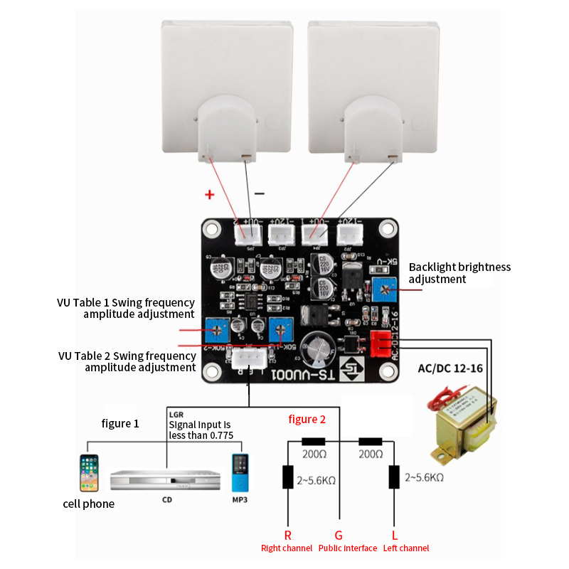 Large Panel Mini Amp Trade Header Meter 500UA De Analog with RGB LED Vu Meter Power Meter Plus Rgb Led Trade Header Meter