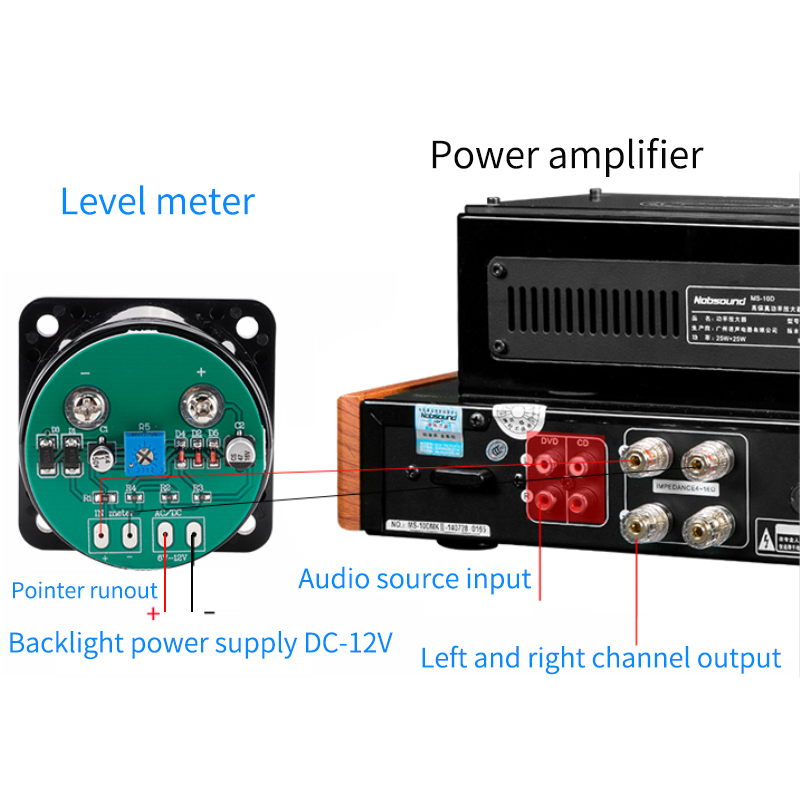 45mm Digital DB Gallow Amplifier Meter with LED Backlight Audio Volume Power VU Level Meter 1-Year Warranty