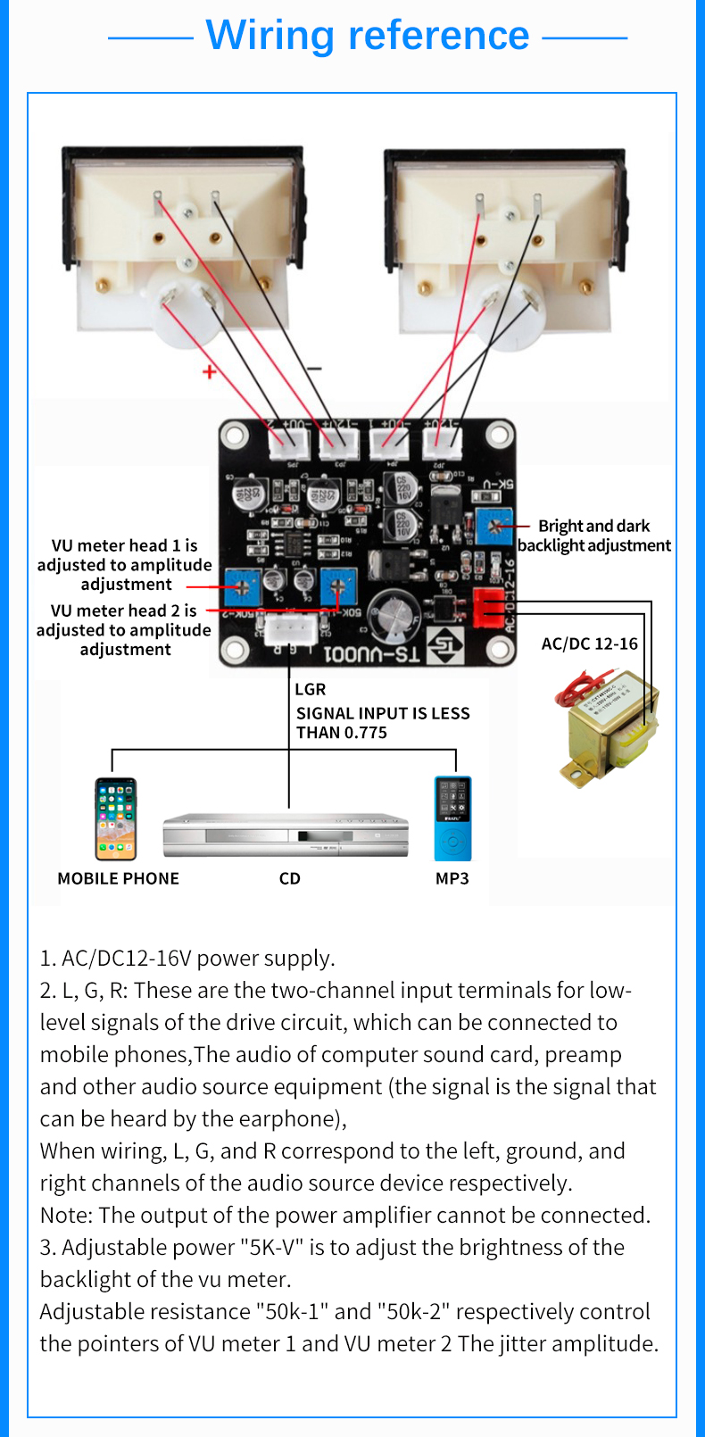 Sound Level LED Audio dB Volume Meter Music Spectrum Display for Amplifier Speaker DJ Studio Equipment