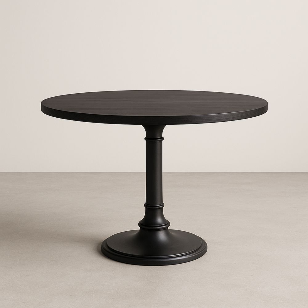 Table ronde en bois et métal Noir