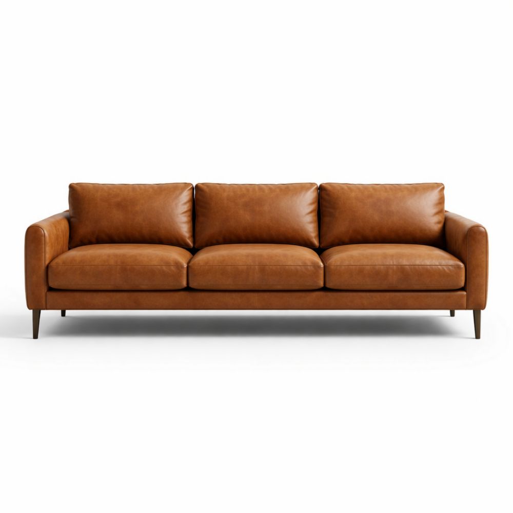 Canapé 3 Places en Cuir Marron