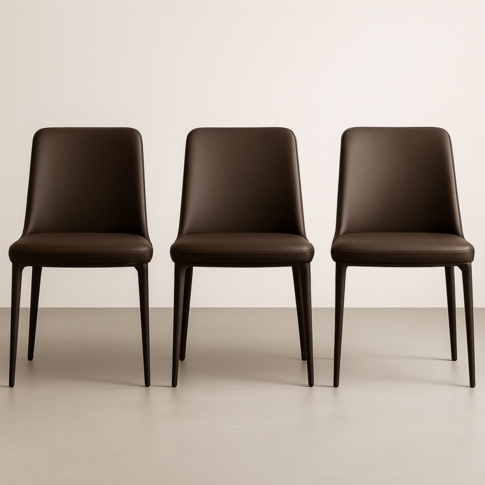 Lot de 3 chaises en cuir marron