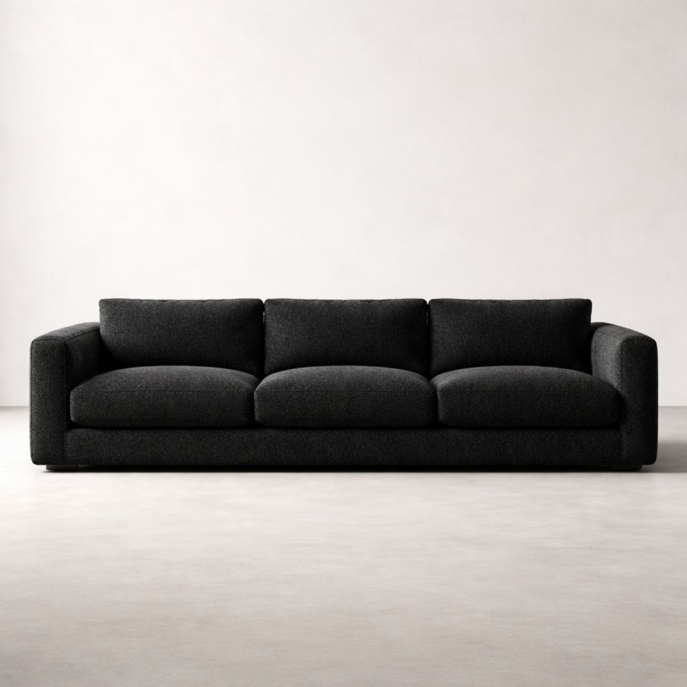 Canapé trois places en tissu noir