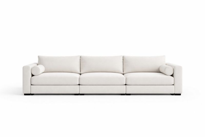 Canapé 3 Places Tissu Polyester Crème