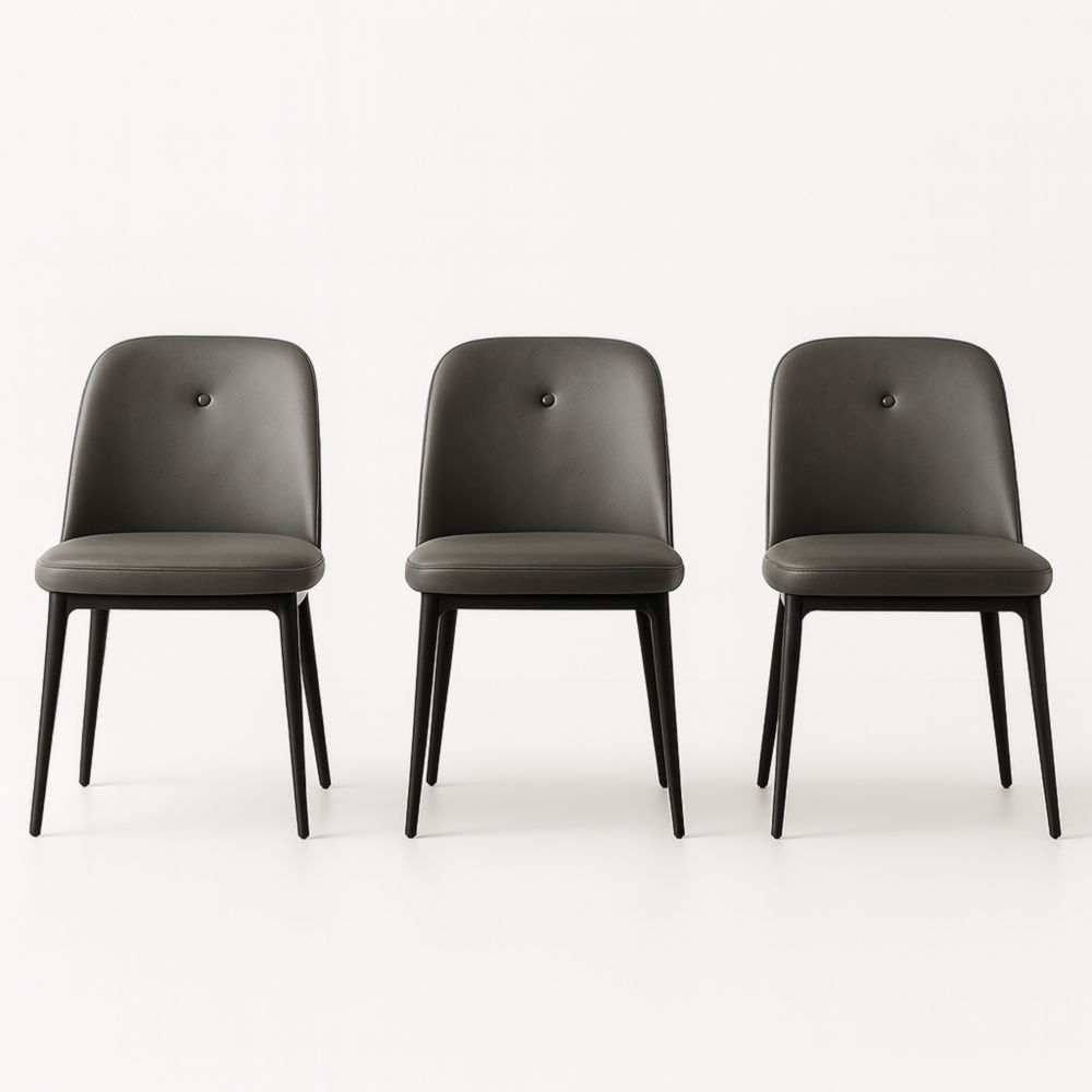 Ensemble de 3 chaises sans accoudoirs en similicuir gris