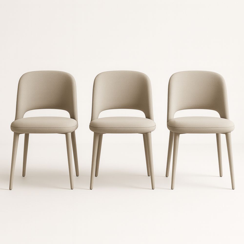 Lot de 3 chaises en tissu beige