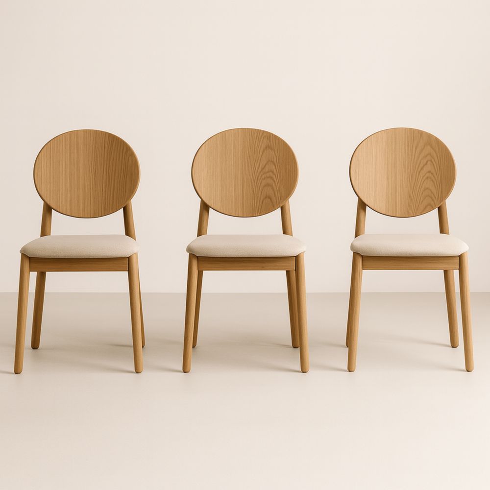 Chaises en Bois avec Assise en Tissu 48x52x85 cm Lot de 3
