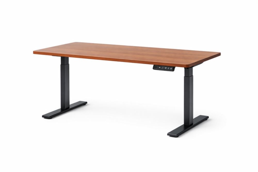 Bureau réglable en hauteur bois MDF et acier noir