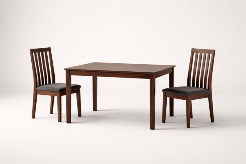 Ensemble table et chaises en bois massif avec assise rembourrée marron et noir