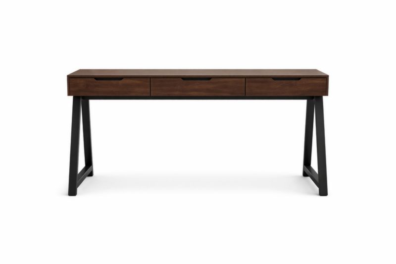 Bureau en Bois avec Tiroirs et Pieds Métalliques Noirs