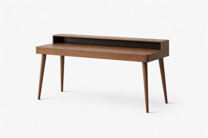 Bureau en bois noyer avec rangement intégré 120cm