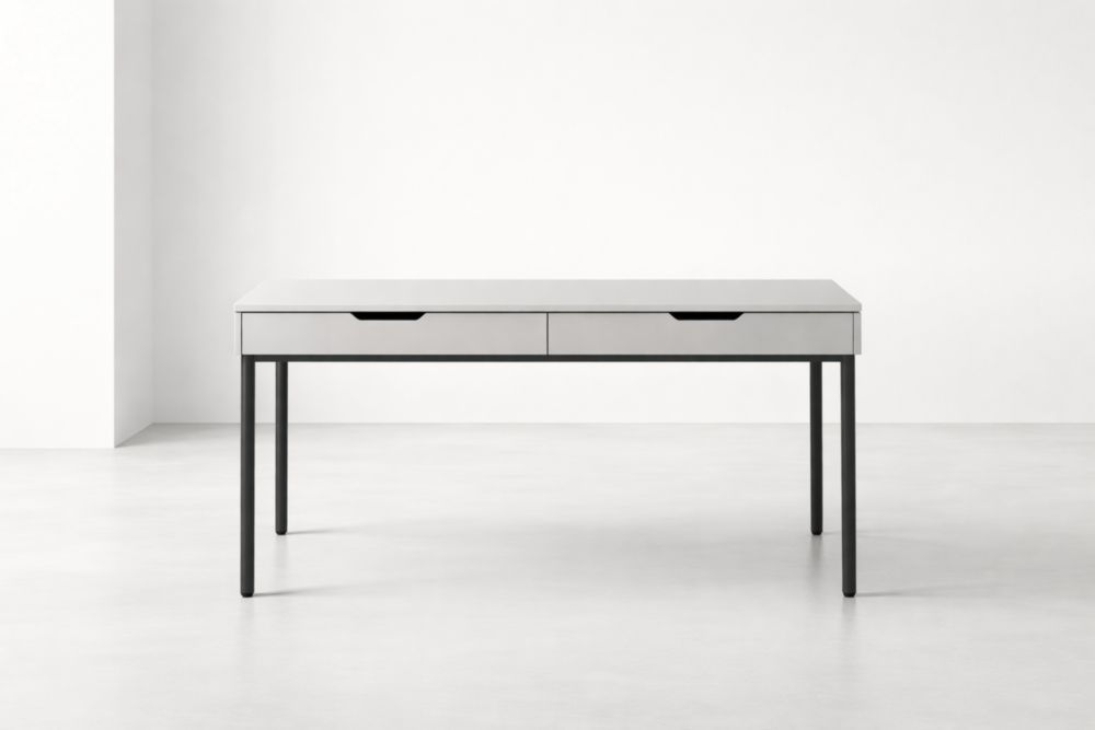 Bureau avec deux tiroirs en MDF et métal 120x60x75 cm Blanc/Noir