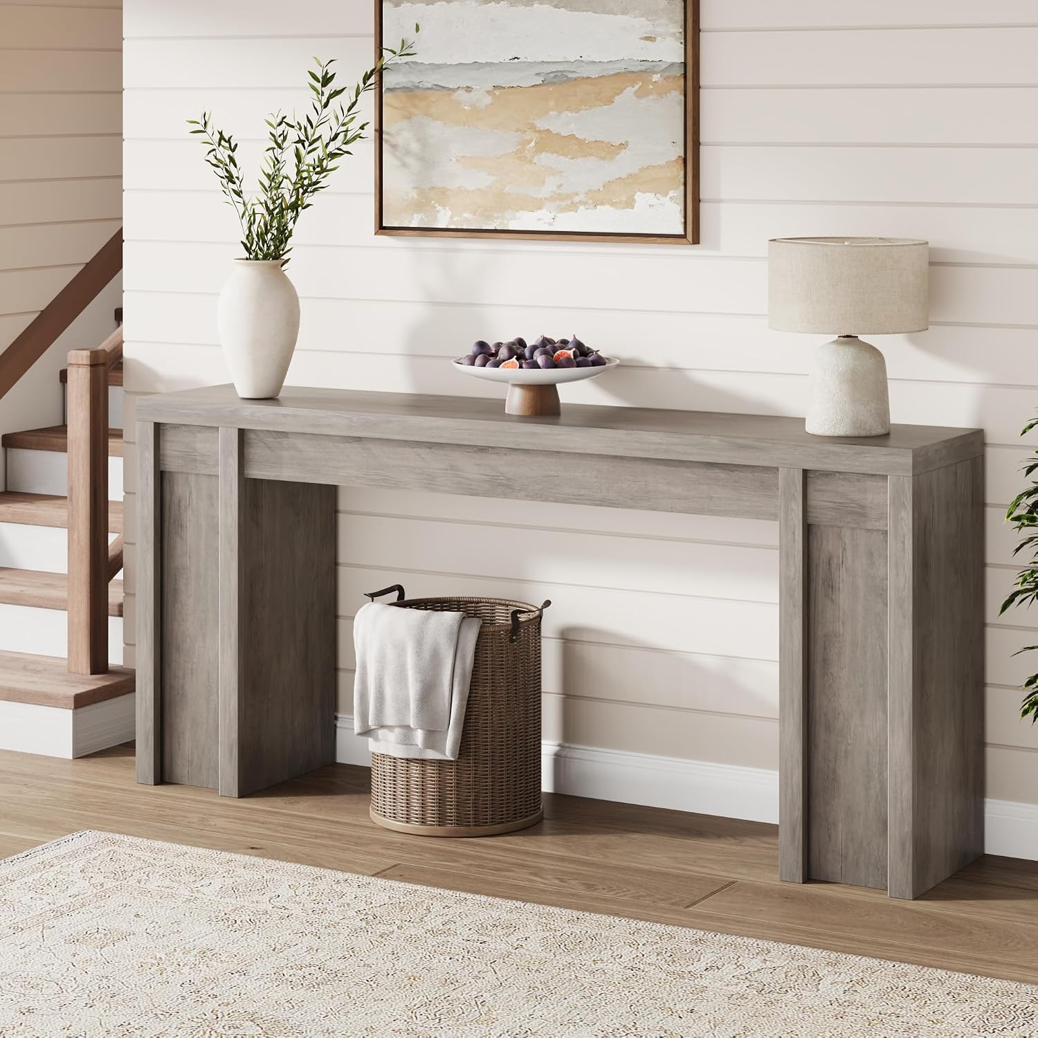 70.9-Inch Entryway Table, Wooden Farmhouse Console Table, Thick Sofa Table Behind Couch Table, Long Console Tables for Entryway Living Room