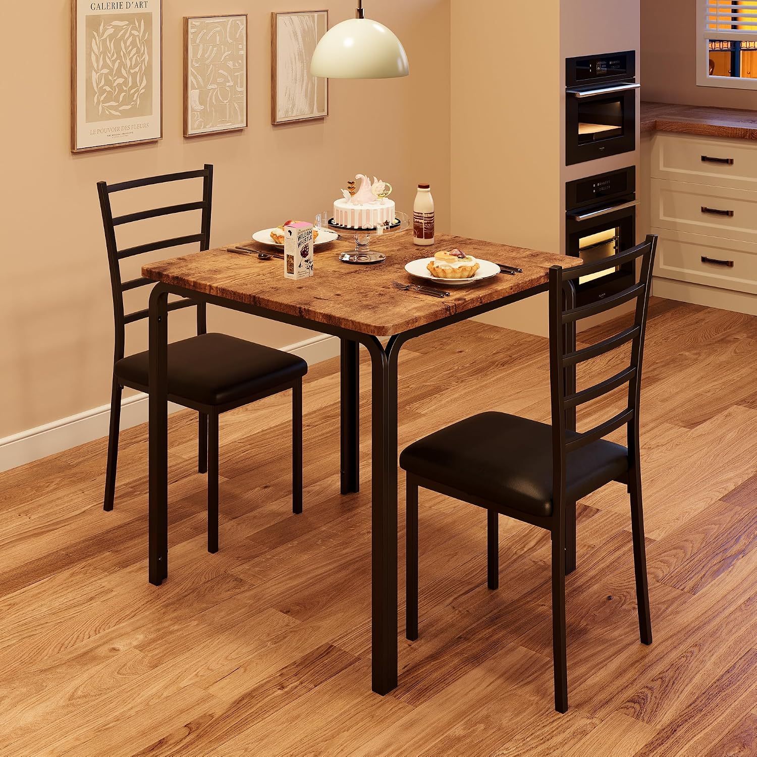 Dining Table for 2, Small Square kitchen Dinner Table Set for 2
