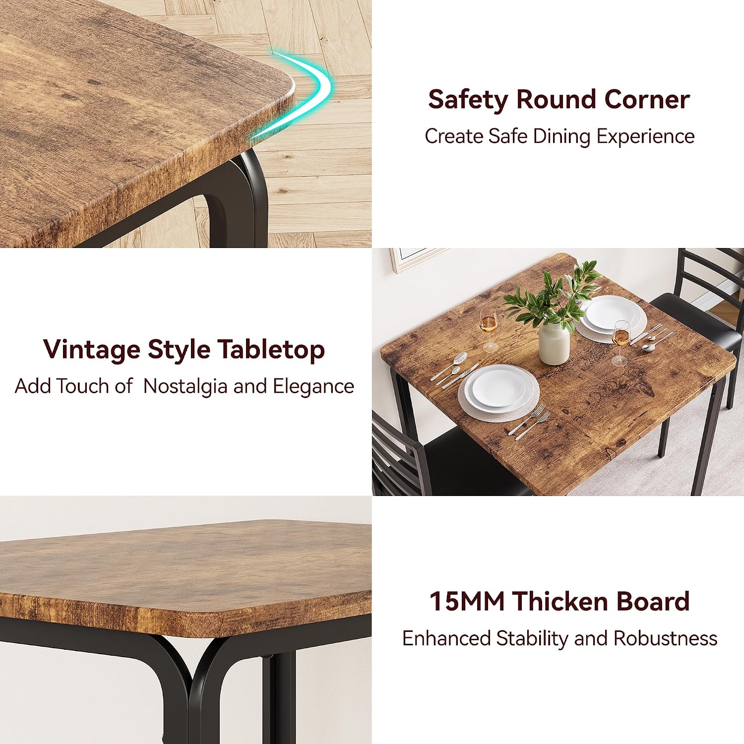 Dining Table for 2, Small Square kitchen Dinner Table Set for 2