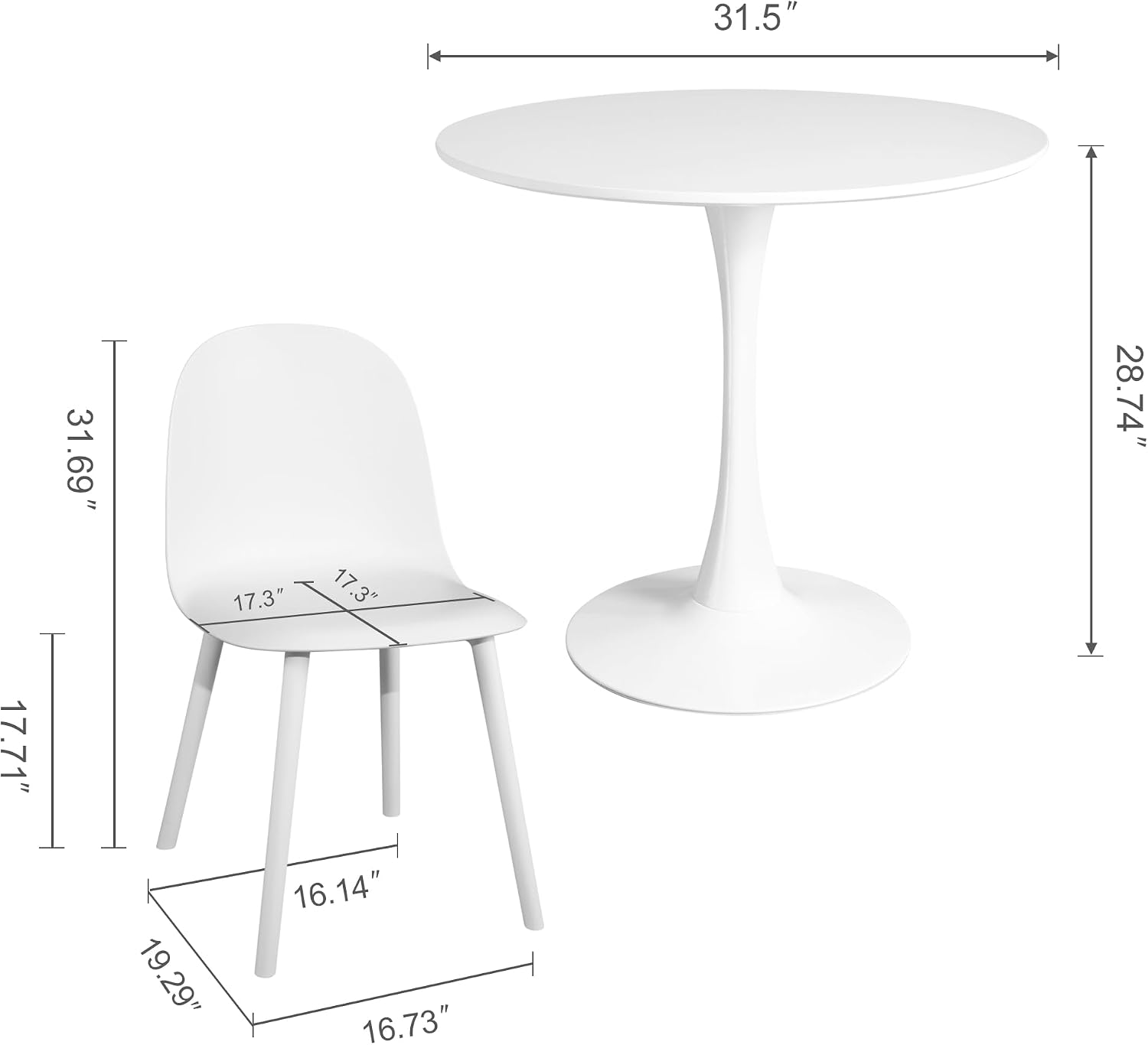 Modern 5-Piece Round Dining Table Set for 4 
