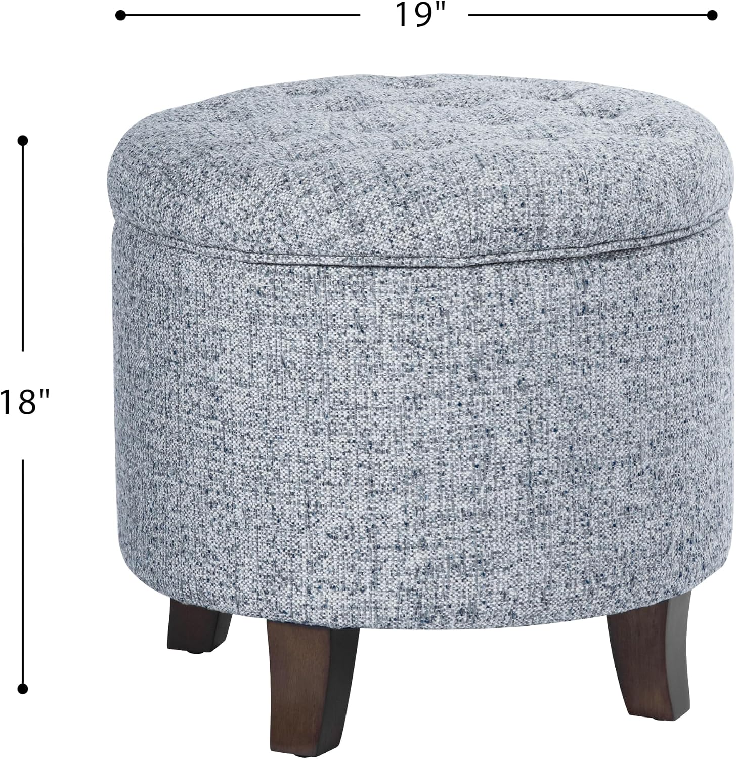 Button Tufted Round Storage Ottoman