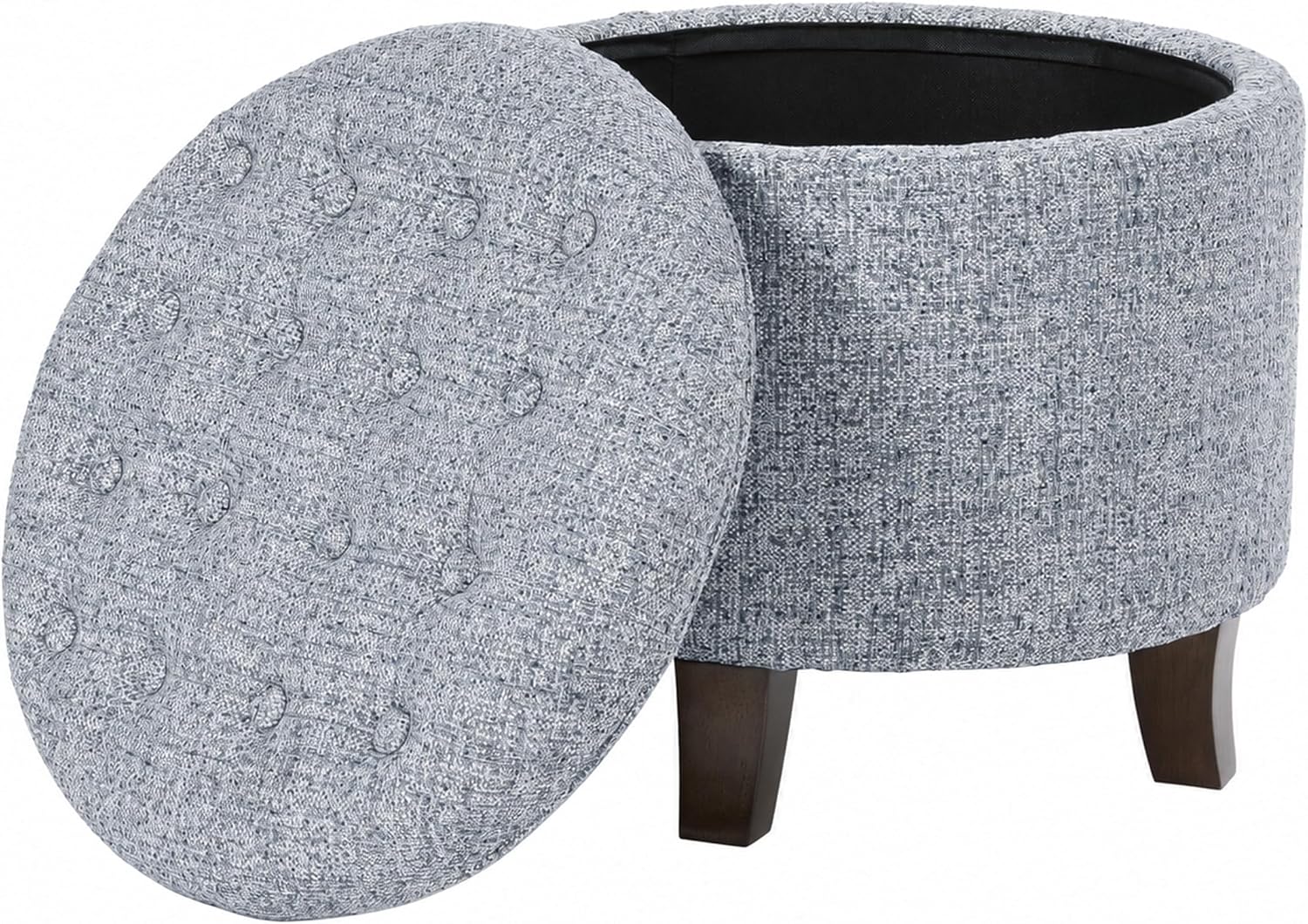 Button Tufted Round Storage Ottoman