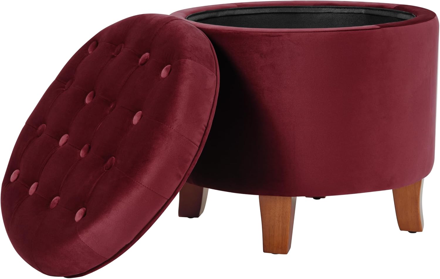 Button Tufted Round Storage Ottoman