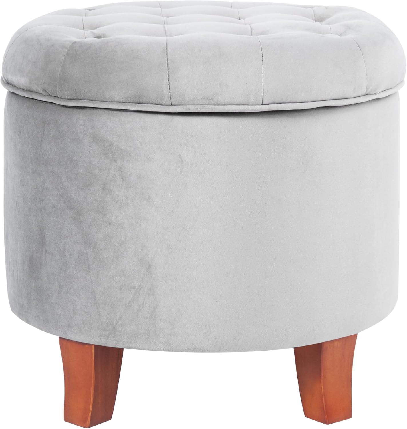 Button Tufted Round Storage Ottoman