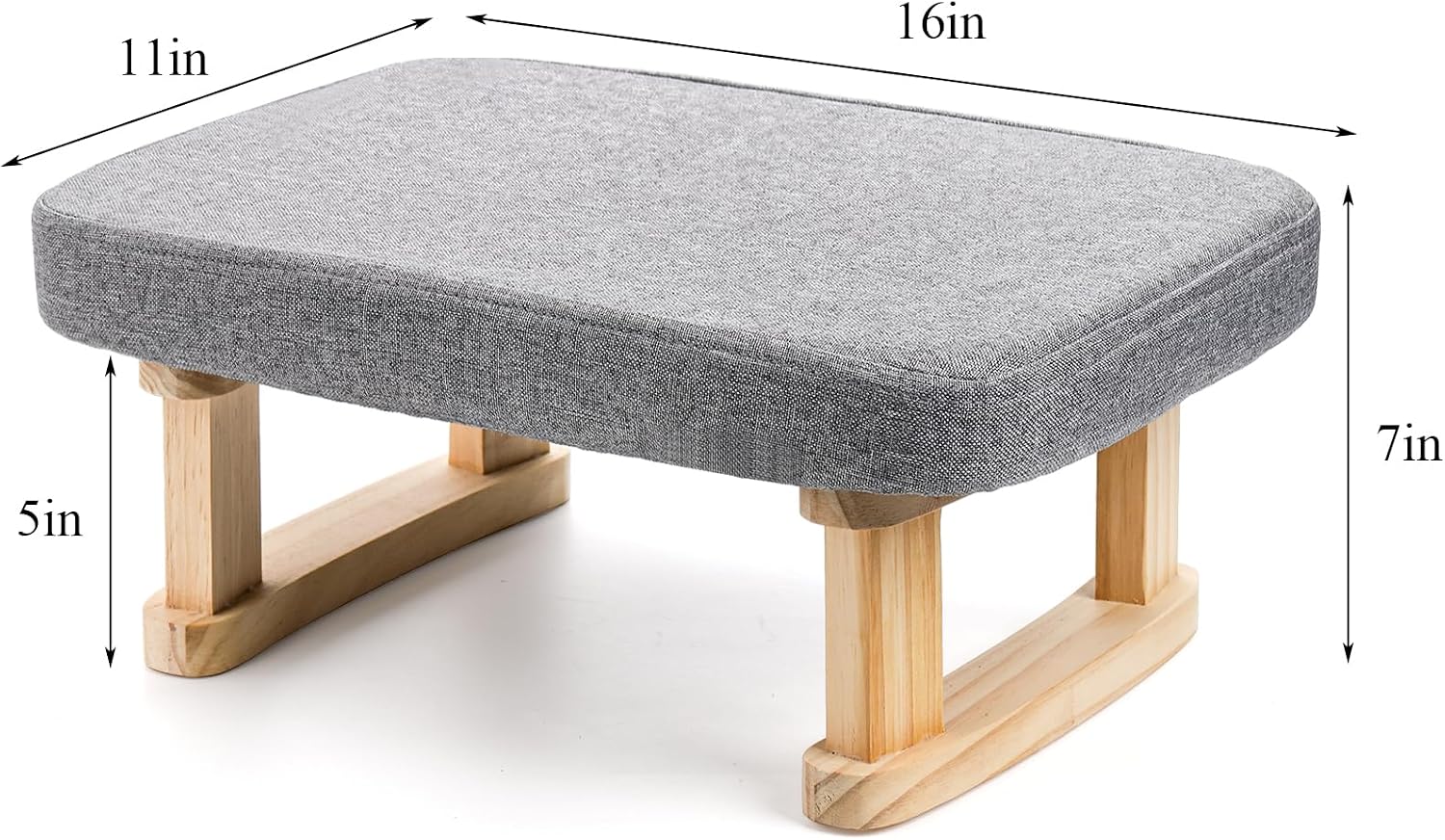 Small Footstool Ottoman, Rectangle Fabric Foot Stool Rest with Wooden Legs and Non-Slip Soft Padding