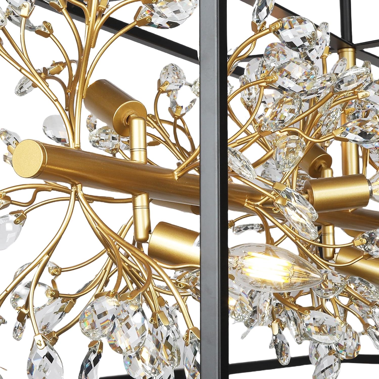 8-Light Modern Farmhouse Dining Room Light Fixtures Over Table, Crystal Chandeliers for Kitchen Island Pool Table Room