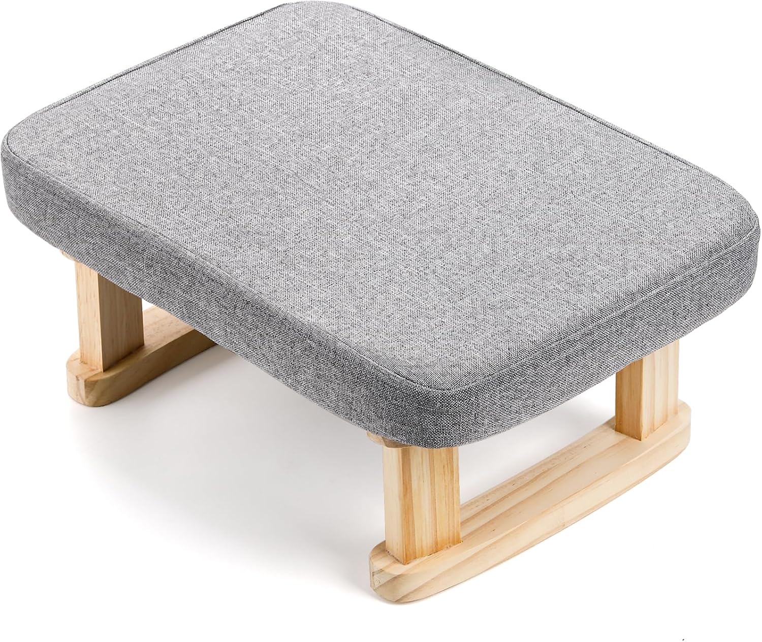 Small Footstool Ottoman, Rectangle Fabric Foot Stool Rest with Wooden Legs and Non-Slip Soft Padding