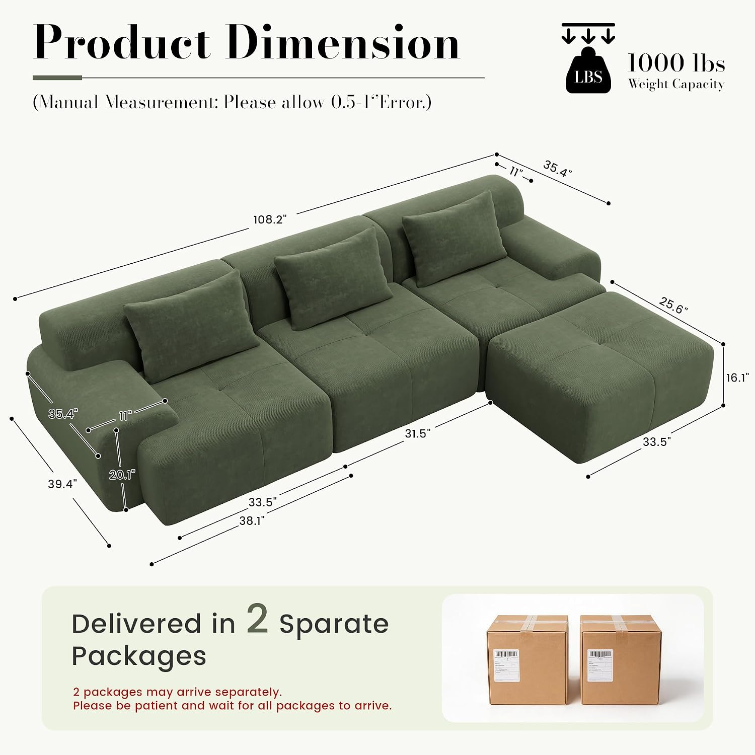 Modular Boneless Sofa,Sectional Couch for Living Room