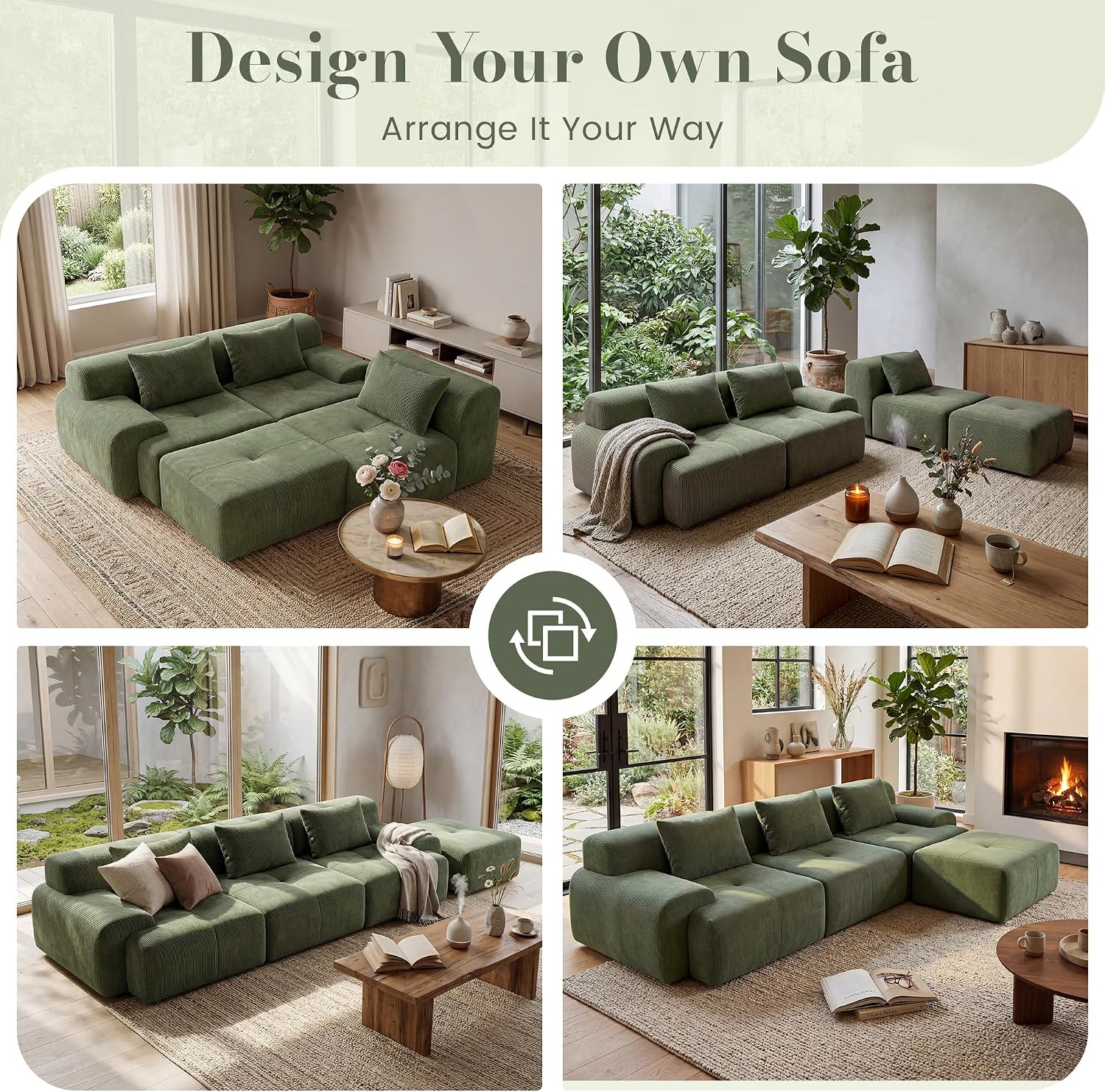 Modular Boneless Sofa,Sectional Couch for Living Room