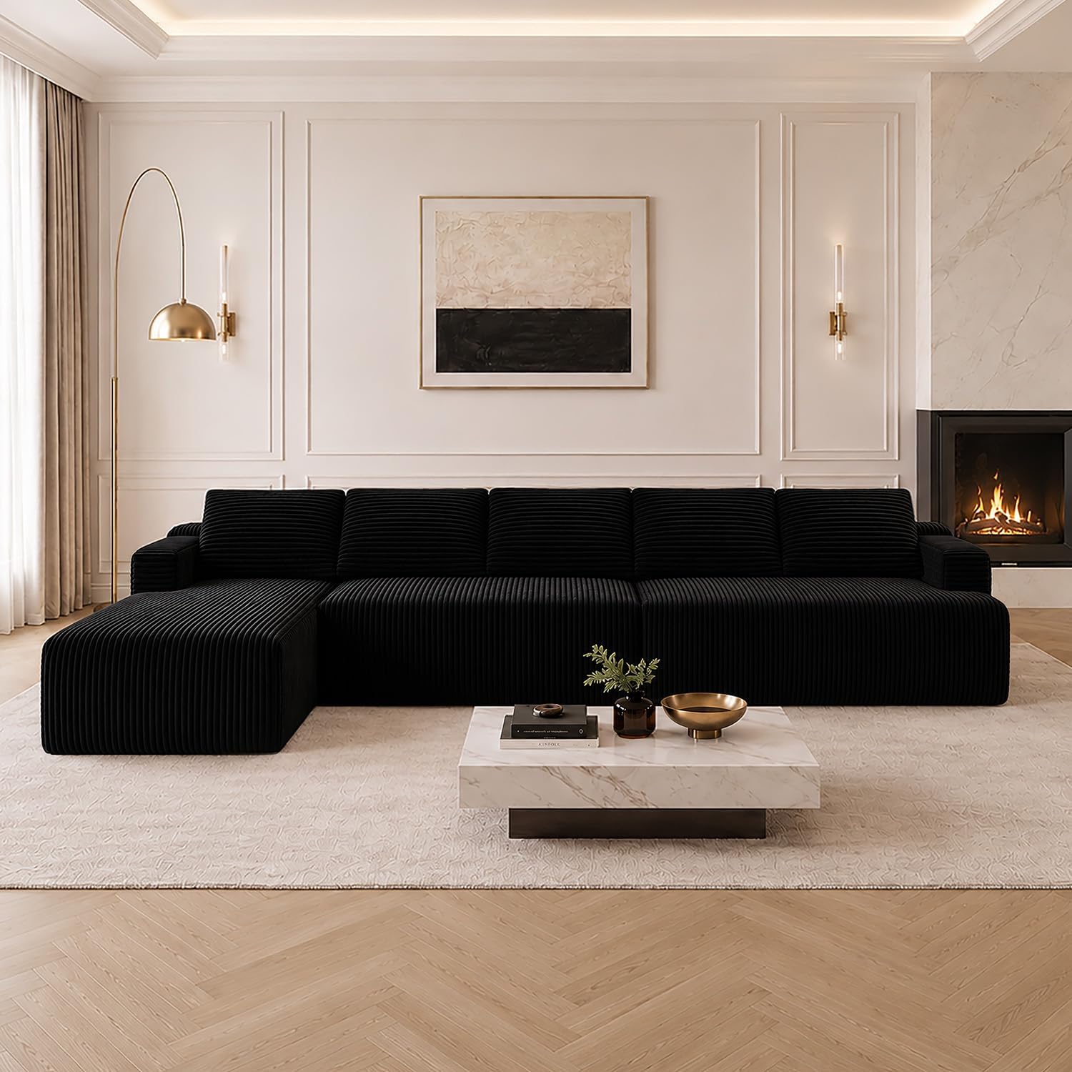 Modular Sectional Sofa, Boneless Couches for Living Room with Individually Wrapped Coil Support
