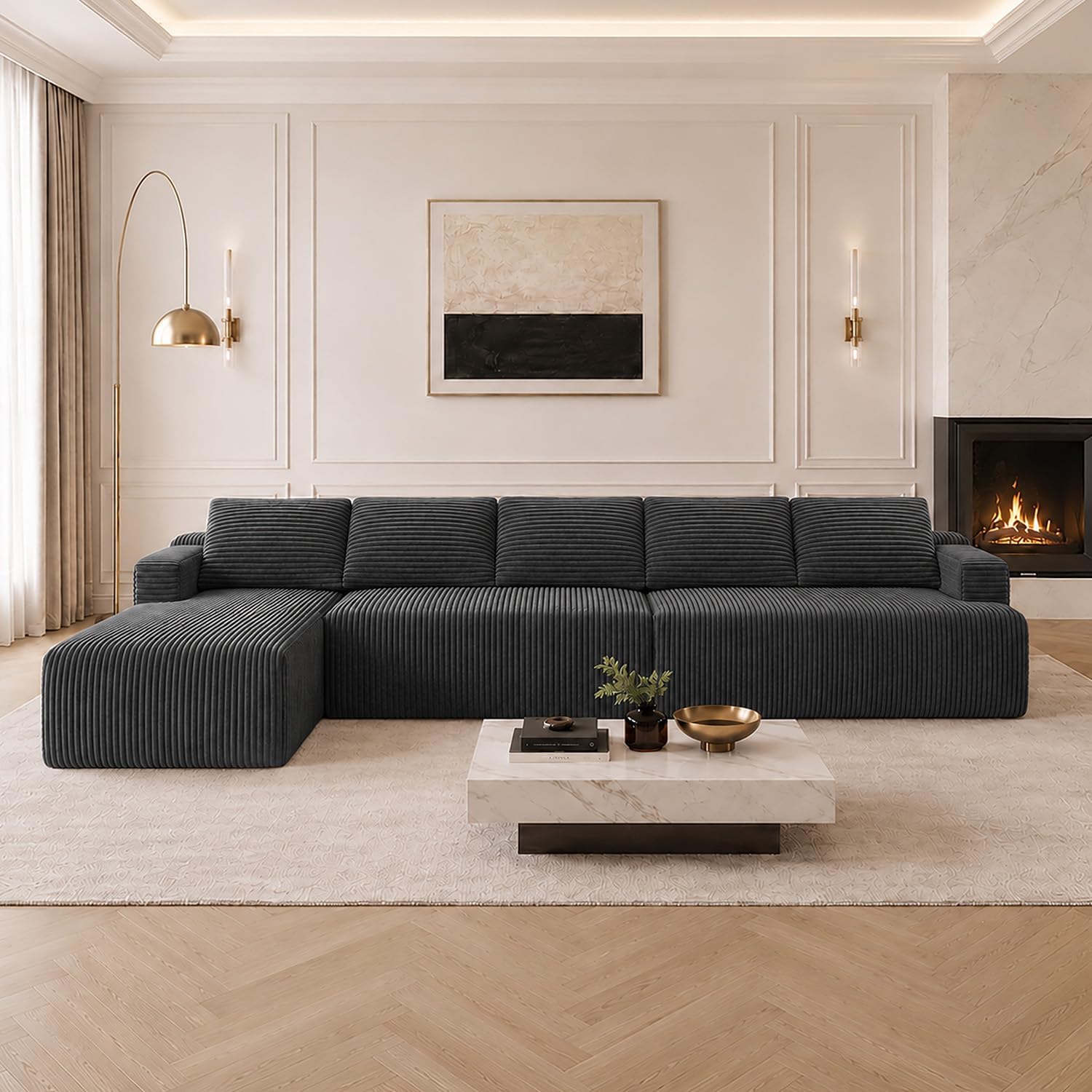 Modular Sectional Sofa, Boneless Couches for Living Room with Individually Wrapped Coil Support