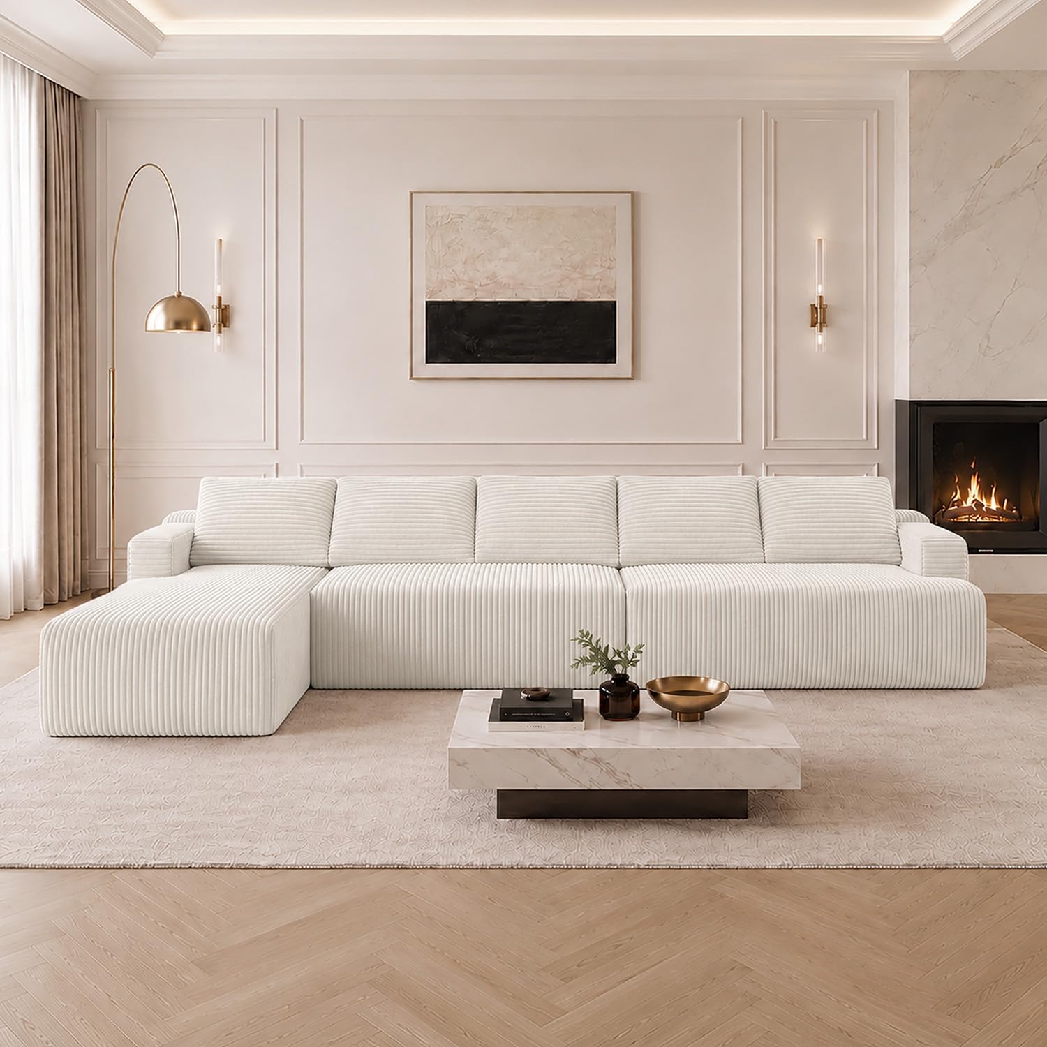 Modular Sectional Sofa, Boneless Couches for Living Room with Individually Wrapped Coil Support
