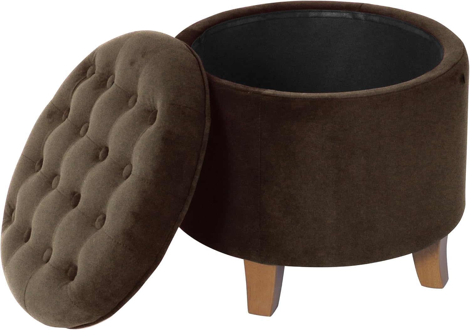 Button Tufted Round Storage Ottoman